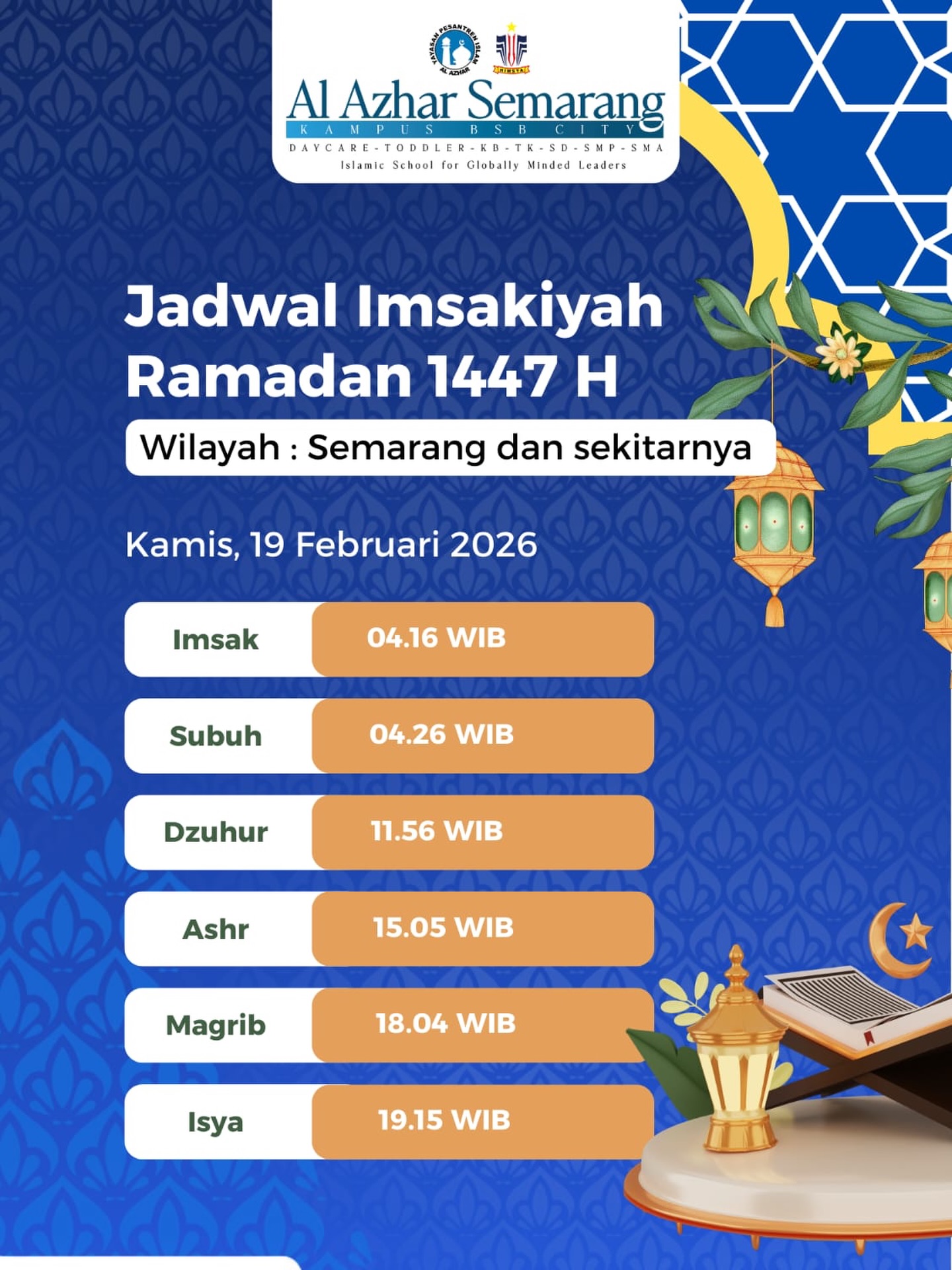 Marhaban ya Ramadan! Hari pertama, semangat baru. Yuk cek jadwal Imsakiyah perdana untuk wilayah Semarang dan sekitarnya.